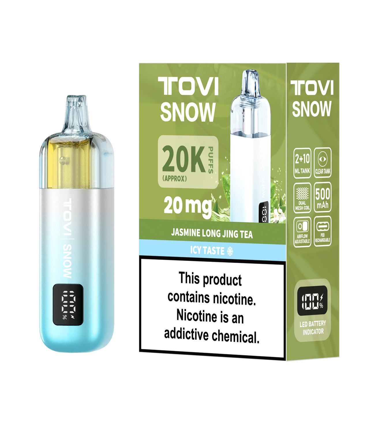 TOVISNOW-ICEMAXI 20K Puffs 冰爆系列-茉莉龙井(Jasmine Longjing Tea )